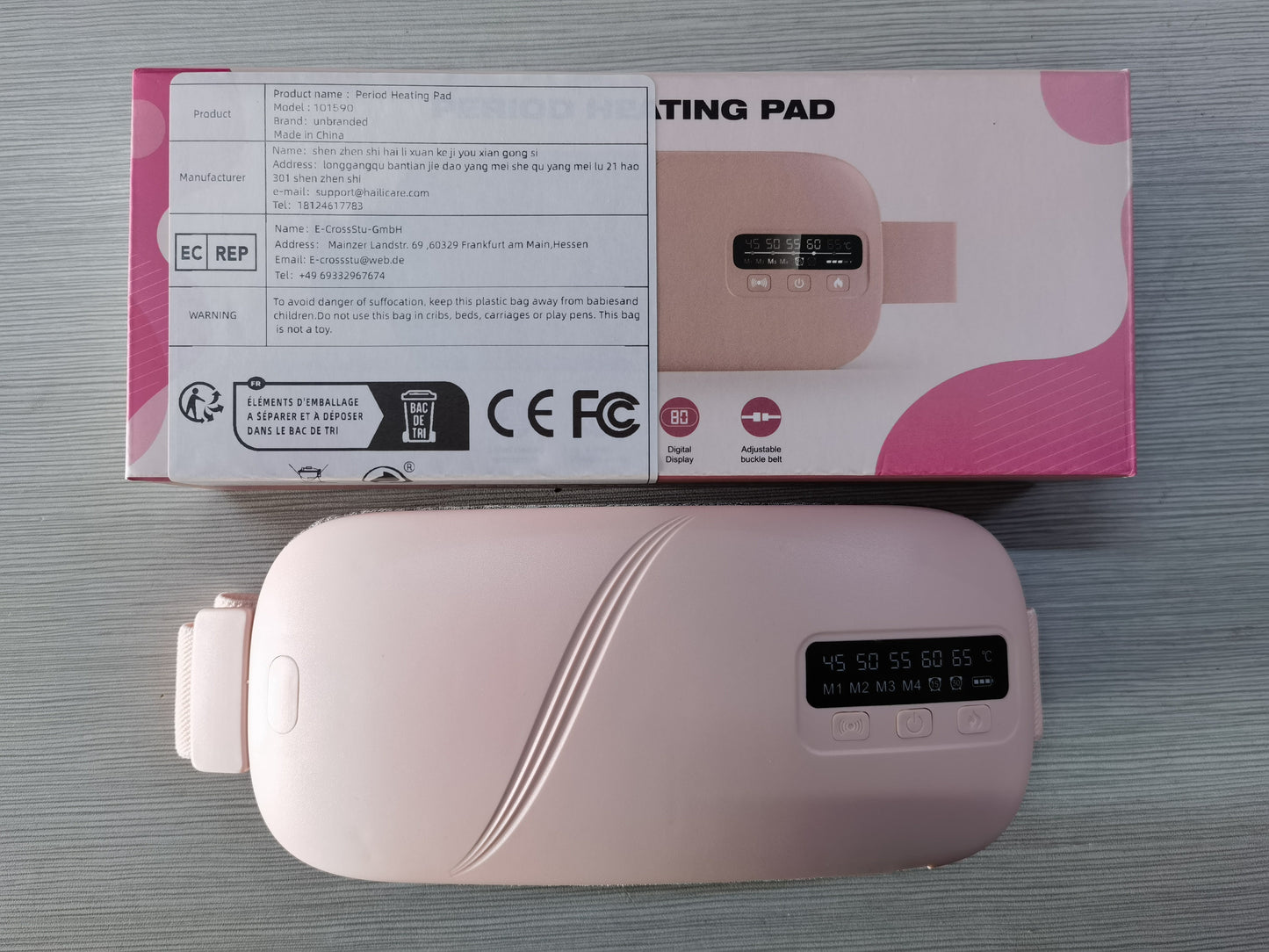 Cordless Heating Pad for Period Cramps & Menstrual, 5 Heat Levels, 4 Massage Modes, Portable Abdominal Belt with Ntc Safe Temperature Control, 15/30 Min Auto Timer