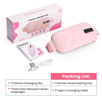 Cordless Heating Pad for Period Cramps & Menstrual, 5 Heat Levels, 4 Massage Modes, Portable Abdominal Belt with Ntc Safe Temperature Control, 15/30 Min Auto Timer