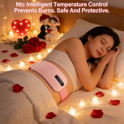Cordless Heating Pad for Period Cramps & Menstrual, 5 Heat Levels, 4 Massage Modes, Portable Abdominal Belt with Ntc Safe Temperature Control, 15/30 Min Auto Timer