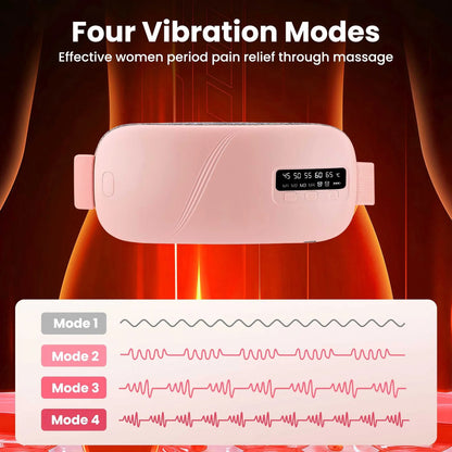 Cordless Heating Pad for Period Cramps & Menstrual, 5 Heat Levels, 4 Massage Modes, Portable Abdominal Belt with Ntc Safe Temperature Control, 15/30 Min Auto Timer